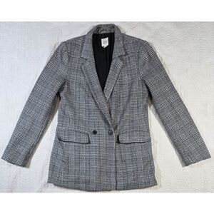 GAP Women's Black and White Plaid Blazer Jacket